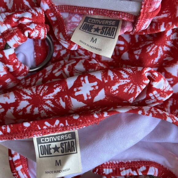 Converse One Star Orange Two Piece Swim Suit Bikini Set Strapless Ring Medium M - Picture 7 of 9